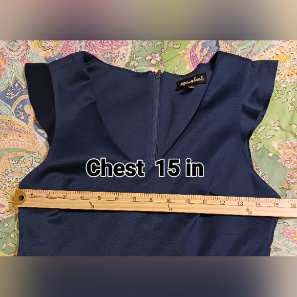 Sequin Hearts NWT Junior's Size 7 Blue Sleeveless Lace Waist Scallop Hem Dress - Picture 12 of 14